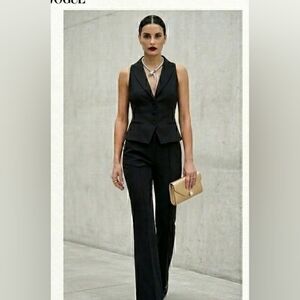 Space Simona Corsellini Black Tuxedo Vest & Flare Pant Set | IT 40 (US 4)
